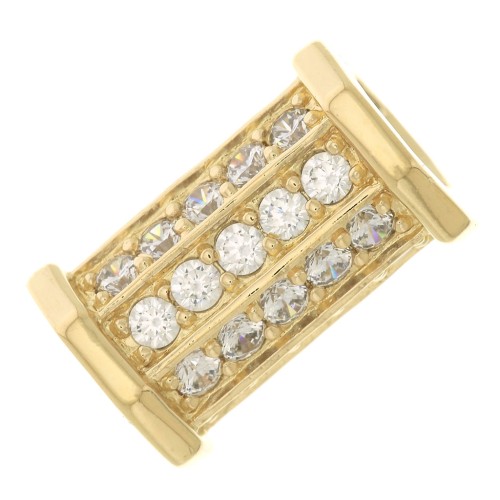 Perla cilindro con Ossido di zirconio 15x9.5 mm - Crystal - Placcato oro 3 micron x1