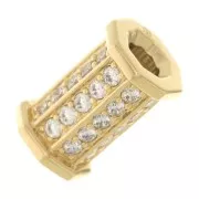 Perla cilindro con Ossido di zirconio 15x9.5 mm - Crystal - Placcato oro 3 micron x1