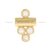 Perla tubo con 4 Ossido di zirconio 11x7 mm - Crystal - Placcato oro 3 micron x1|raw }}