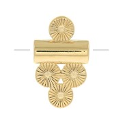 Perla tubo con 4 cerchi lavorati 12x7 mm - Placcato oro 3 micron x1|raw }}