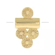 Perla tubo con 4 cerchi lavorati 12x7 mm - Placcato oro 3 micron x1