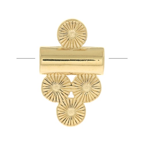 Perla tubo con 4 cerchi lavorati 12x7 mm - Placcato oro 3 micron x1