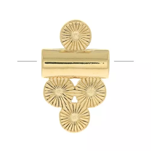 Perla tubo con 4 cerchi lavorati 12x7 mm - Placcato oro 3 micron x1