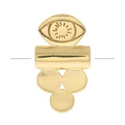 Perla tubo con 3 cerchi e occhio 13x7 mm - Placcato oro 3 micron x1|raw }}