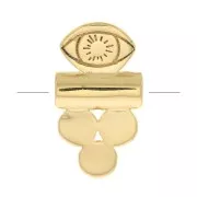 Perla tubo con 3 cerchi e occhio 13x7 mm - Placcato oro 3 micron x1