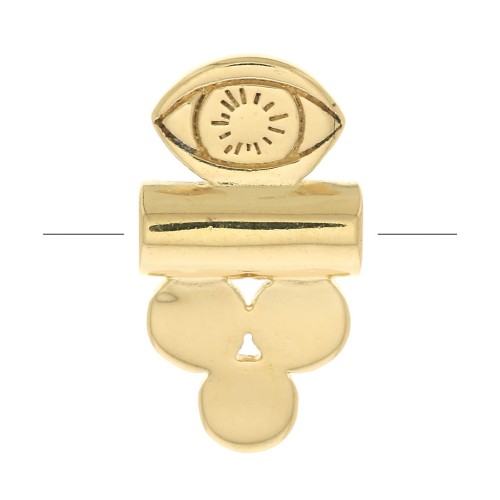 Perla tubo con 3 cerchi e occhio 13x7 mm - Placcato oro 3 micron x1