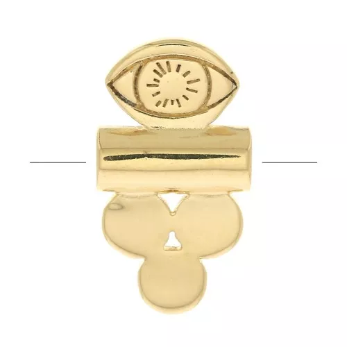 Perla tubo con 3 cerchi e occhio 13x7 mm - Placcato oro 3 micron x1
