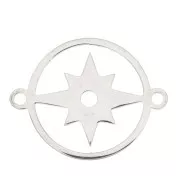 Distanziatore tondo con stella del nord 15 mm- Acciaio inossidabile x1