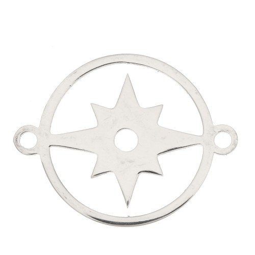 Distanziatore tondo con stella del nord 15 mm- Acciaio inossidabile x1