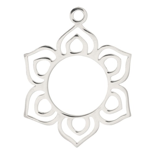 Pendente mandala scavato 24x19 mm - Acciaio inossidabile x1