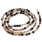 Perla rotonda sfaccettata da 3 mm in pietra semipreziosa Agata colorata - Marrone x 37 cm