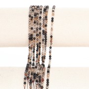 Perla rotonda sfaccettata da 3 mm in pietra semipreziosa Agata colorata - Marrone x 37 cm