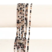 Perla rotonda sfaccettata da 3 mm in pietra semipreziosa Agata colorata - Marrone x 37 cm