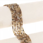 Perle tonde sfaccettate 3 mm pietra gemma Agata tinta - Marrone x38cm