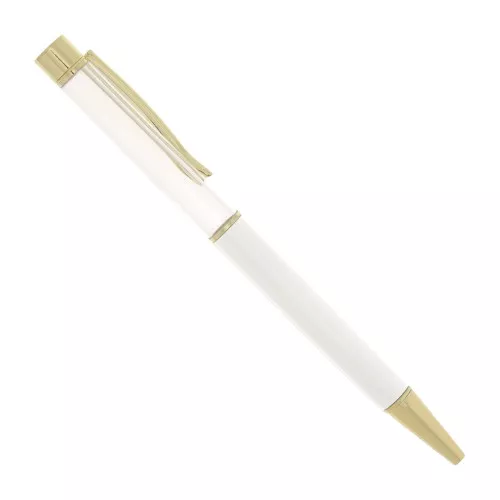 Penne da decorare con perline - resina - polimero -Dorato - Bianco x1