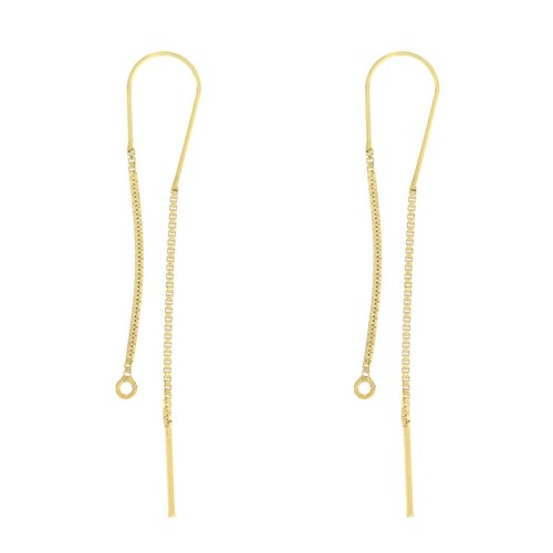 Orecchini catena maglia veneziana attraversanti 4cm & 5cm - Ag 925 Placcato oro x2