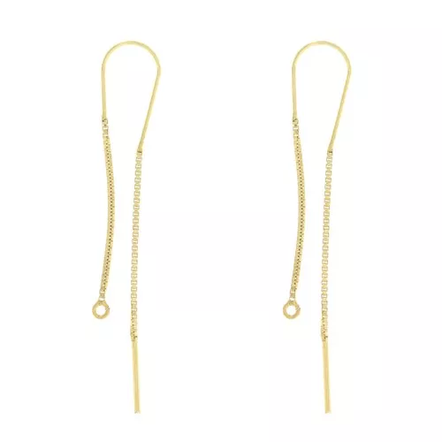 Orecchini catena maglia veneziana attraversanti 4cm & 5cm - Ag 925 Placcato oro x2