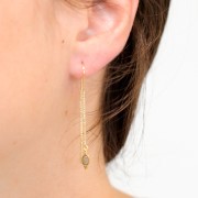 Orecchini catena maglia veneziana attraversanti 4cm & 5cm - Ag 925 Placcato oro x2