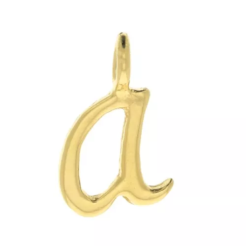Ciondolo lettere alfabeto 10 mm - carattere corsivo - A - Placcato oro 3 micron x1
