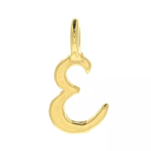 Ciondolo lettere alfabeto 10 mm - carattere corsivo - E - Placcato oro 3 micron x1