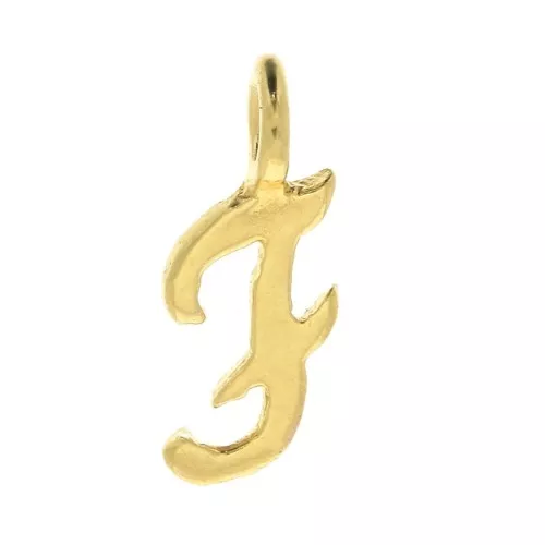 Ciondolo lettere alfabeto 10 mm - carattere corsivo - F - Placcato oro 3 micron x1