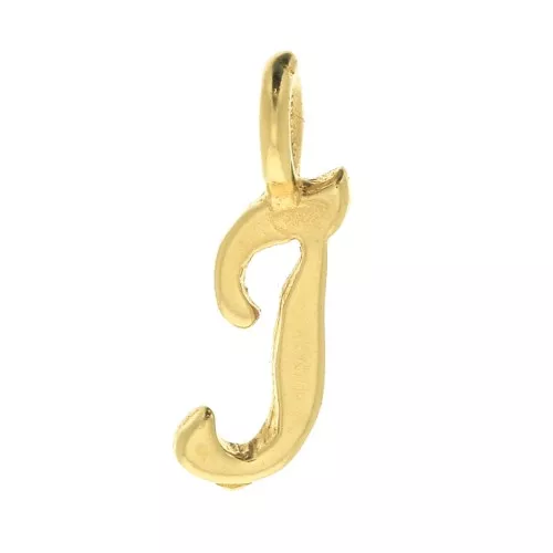 Ciondolo lettere alfabeto 10 mm - carattere corsivo - I - Placcato oro 3 micron x1