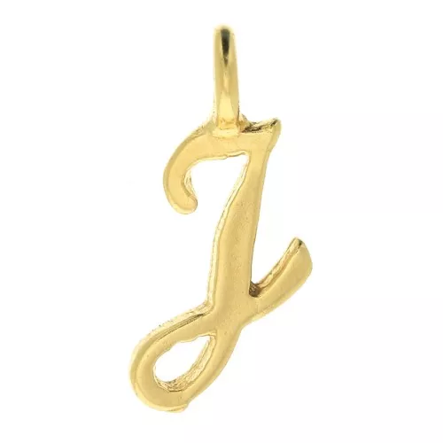 Ciondolo lettere alfabeto 12 mm - carattere corsivo - J - Placcato oro 3 micron x1