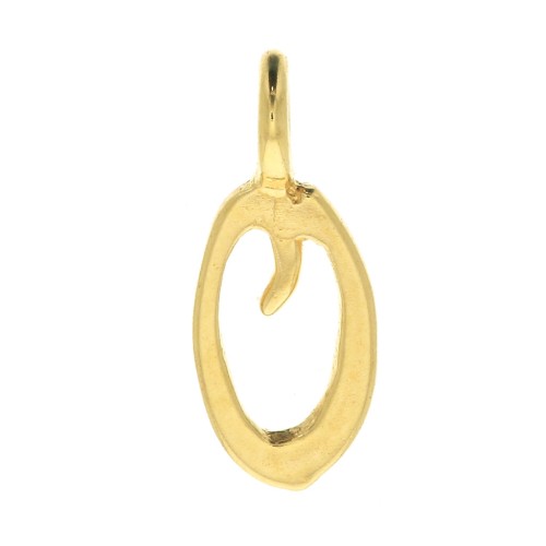 Ciondolo lettere alfabeto 10 mm - carattere corsivo - O - Placcato oro 3 micron x1