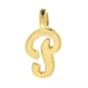 Ciondolo lettere alfabeto 10 mm - carattere corsivo - P - Placcato oro 3 micron x1
