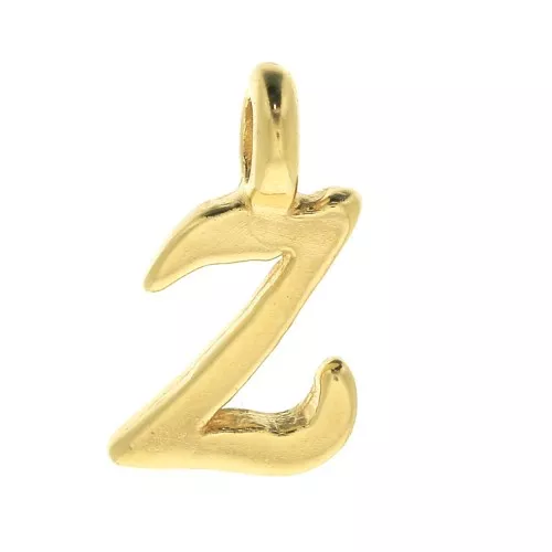 Ciondolo lettere alfabeto 10 mm - Carattere corsivo- Z - Placcato oro 3 micron x1
