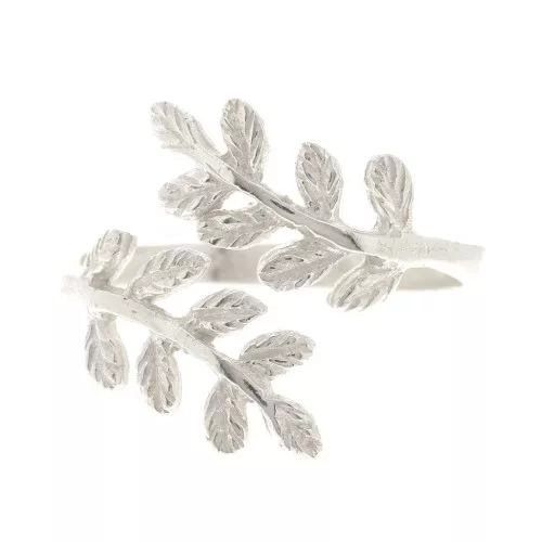 Anello regolabile con ramo di olivo - Dimensione 52 a 58 - Argento 925 x1