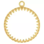 Pendente tondo lavorato per cabochon piatto 20mm- Placcato oro 3 micron x1