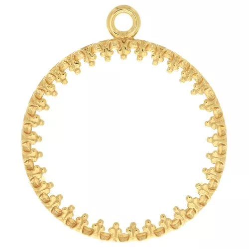 Pendente tondo lavorato per cabochon piatto 20mm- Placcato oro 3 micron x1