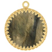 Pendente tondo lavorato per cabochon piatto 20mm- Placcato oro 3 micron x1