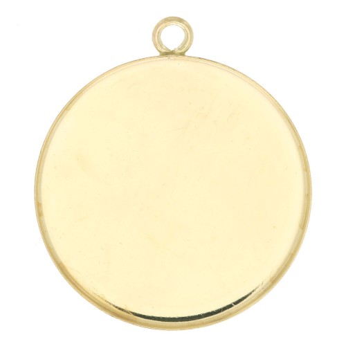 Pendente rotondo per cabochon fondo piatto 20 mm - Gold filled x1