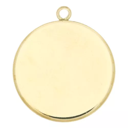 Pendente rotondo per cabochon fondo piatto 20 mm - Gold filled x1
