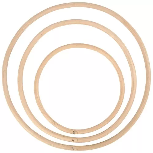 Assortimento di 3 cerchi in bambù per acchiappasogni e decorazione - Naturale