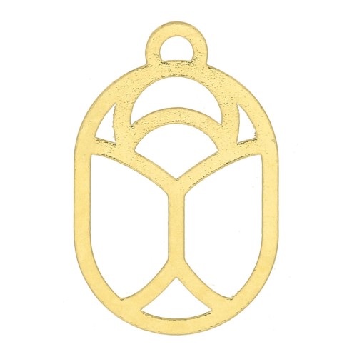 Ciondolo - Scarabeo scavato 11x7 mm - Dorato con oro fino x1