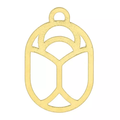 Ciondolo - Scarabeo scavato 11x7 mm - Dorato con oro fino x1
