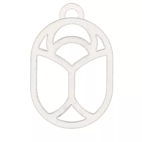 Ciondolo- Scarabeo scavato 11x7 mm - Placcatura argento fino x1