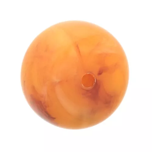 Perla rotonda in resina traslucida 14x8 mm - Albicocca marmorizzato x1