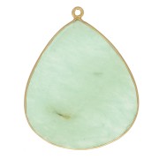 Pendente goccia 39x31 mm Argento 925 Dorato con oro fino - Amazzonite x1