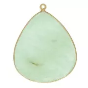 Pendente goccia 39x31 mm Argento 925 Dorato con oro fino - Amazzonite x1