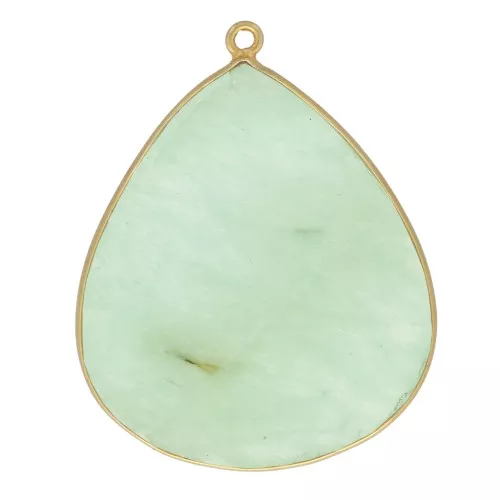 Pendente goccia 39x31 mm Argento 925 Dorato con oro fino - Amazzonite x1