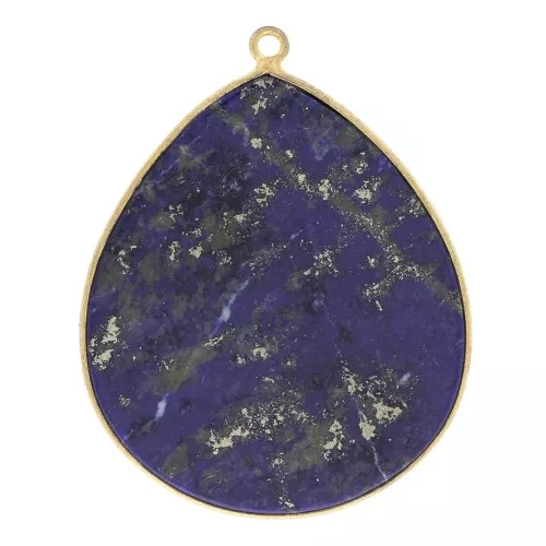 Pendente goccia 39x31 mm Argento 925 Dorato con oro fino - Lapis lazzuli x1