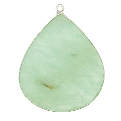 Pendente goccia in pietra gemma 39x31 mm - Argento 925 - Amazzonite x1