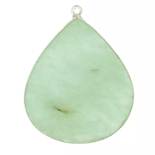 Pendente goccia in pietra gemma 39x31 mm - Argento 925 - Amazzonite x1
