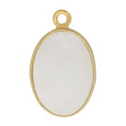 Pendente ovale in pietra gemma 18x11 mm Arg.925 Dorato con oro fino Pietra di luna