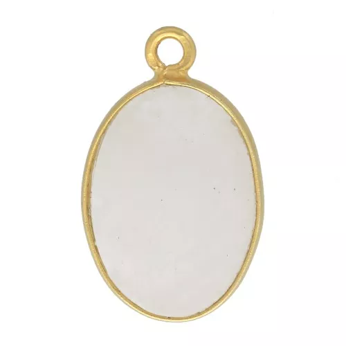 Pendente ovale in pietra gemma 18x11 mm Arg.925 Dorato con oro fino Pietra di luna