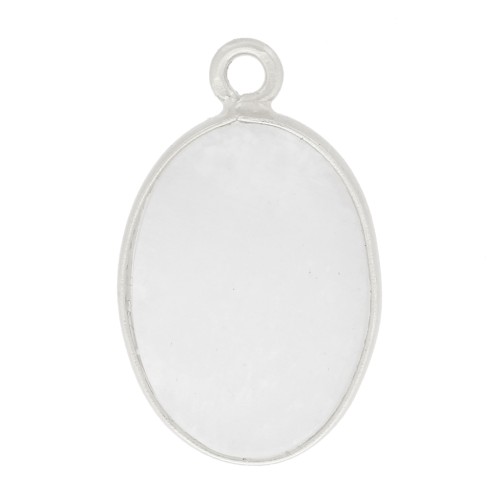 Pendente ovale in pietra gemma 18x11mm - Argento 925 - Pietra di luna x1